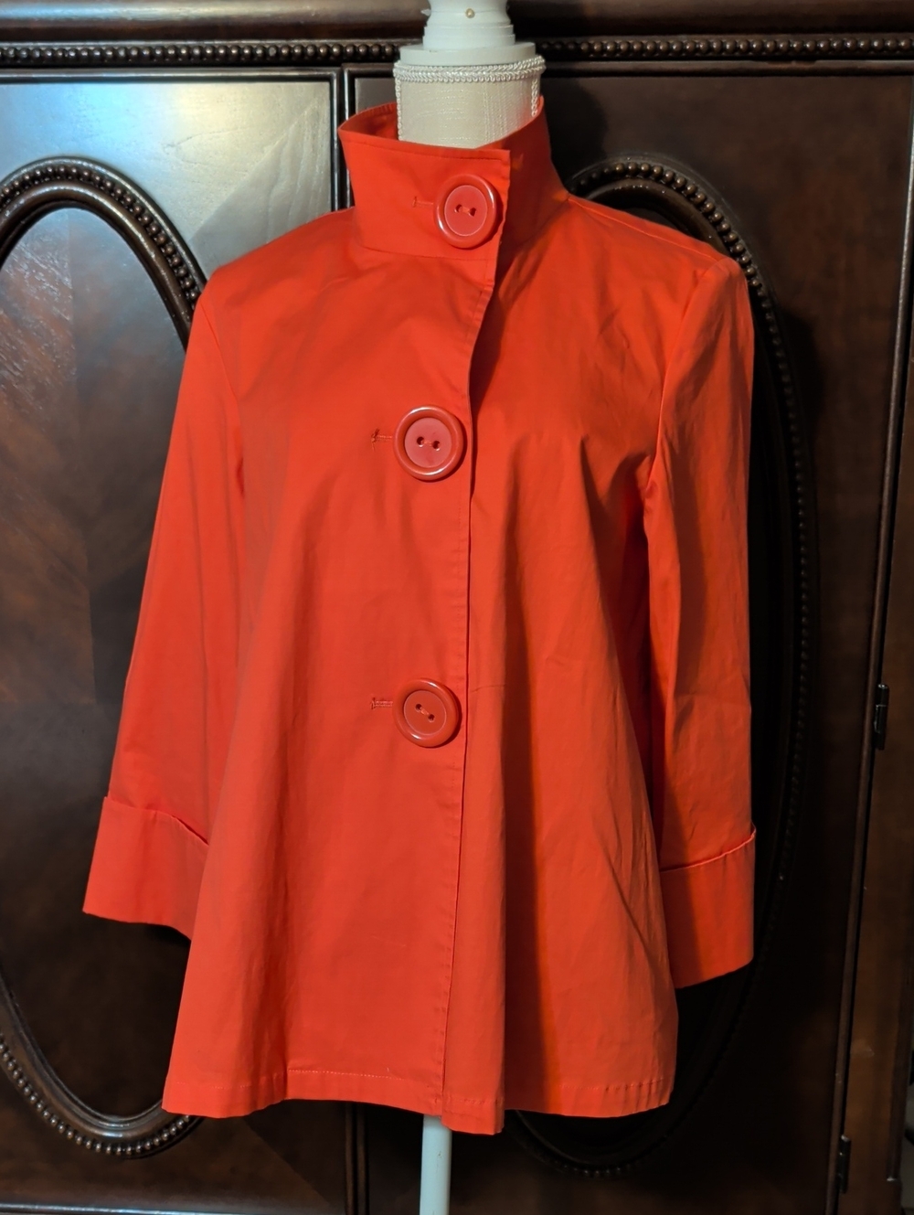 Coldwater Creek Bright Orange Button-Front Swing Jacket